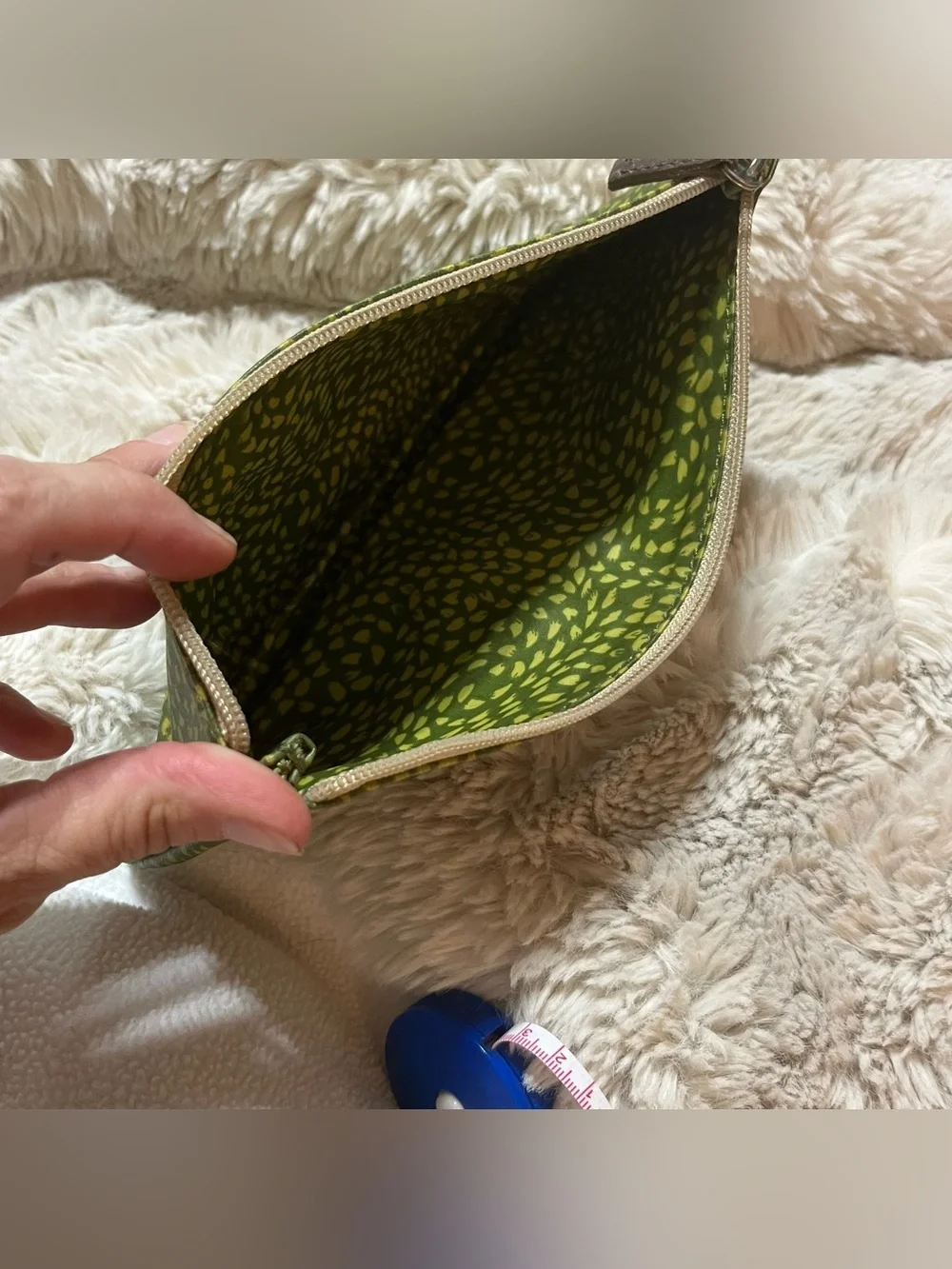 Green Patterned Zip Pouch Clutch - Women's Bag 02-16